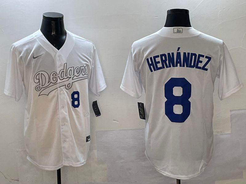 Men Los Angeles Dodgers #8 Hernandez White Fashion Edition Game 2025 Nike MLB Jersey style 8